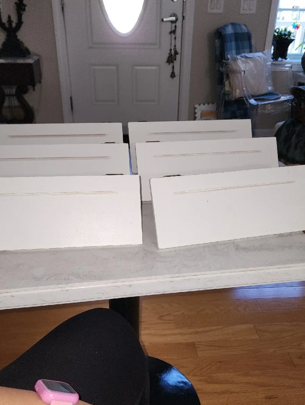 Set Of 6 White Wood Slotted Shelf